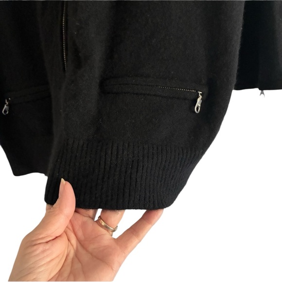 Eileen Fisher 100% Cashmere Zip Front Cardigan Black Luxe Minimalist Sweater L - Picture 9 of 11